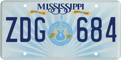 MS license plate ZDG684