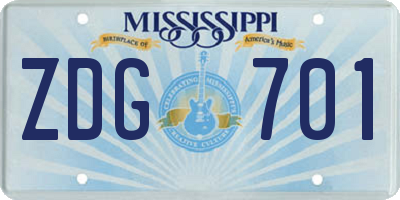MS license plate ZDG701