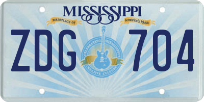 MS license plate ZDG704