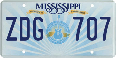 MS license plate ZDG707