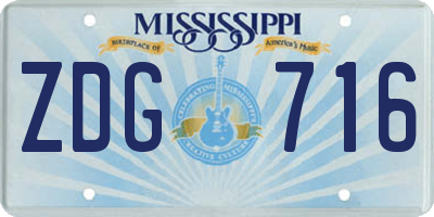 MS license plate ZDG716
