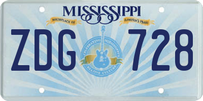 MS license plate ZDG728