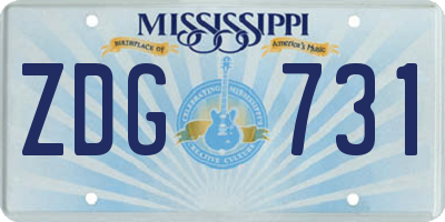 MS license plate ZDG731