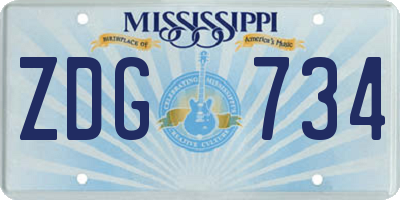 MS license plate ZDG734