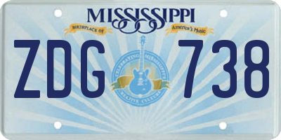 MS license plate ZDG738