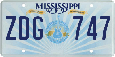 MS license plate ZDG747