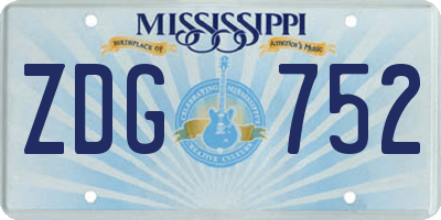 MS license plate ZDG752