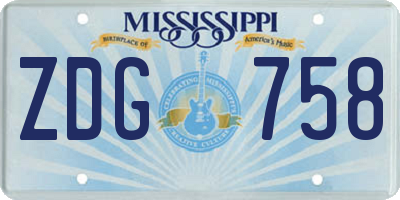 MS license plate ZDG758