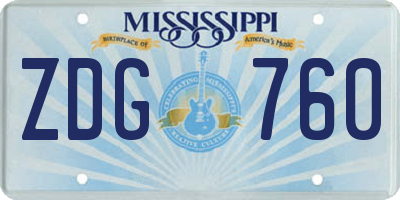 MS license plate ZDG760