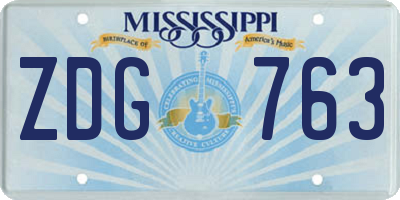MS license plate ZDG763