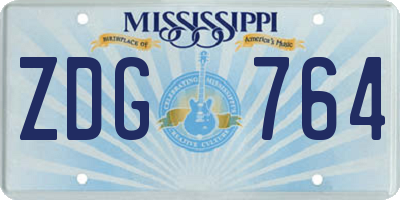 MS license plate ZDG764