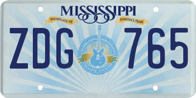 MS license plate ZDG765