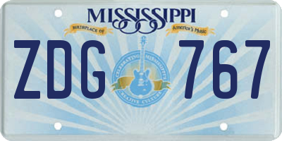 MS license plate ZDG767