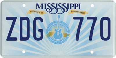 MS license plate ZDG770