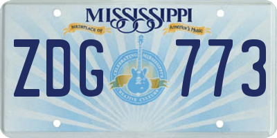 MS license plate ZDG773