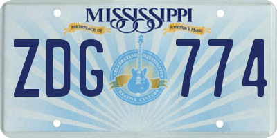 MS license plate ZDG774