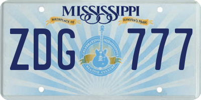MS license plate ZDG777