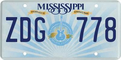 MS license plate ZDG778