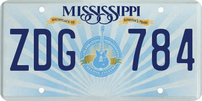 MS license plate ZDG784