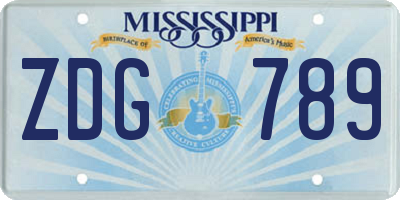 MS license plate ZDG789