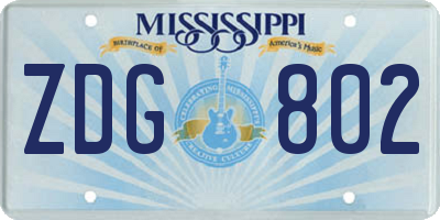 MS license plate ZDG802