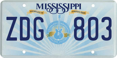 MS license plate ZDG803