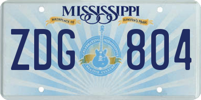 MS license plate ZDG804