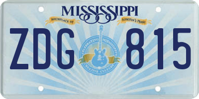 MS license plate ZDG815