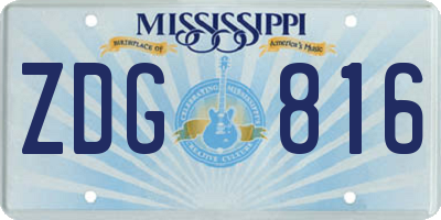 MS license plate ZDG816