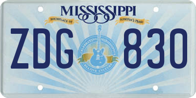 MS license plate ZDG830
