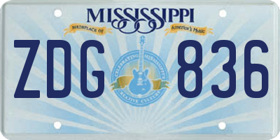 MS license plate ZDG836