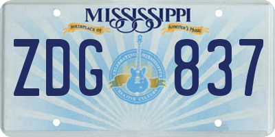 MS license plate ZDG837