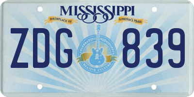MS license plate ZDG839