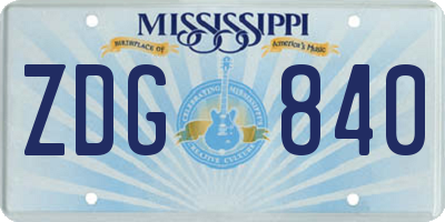 MS license plate ZDG840