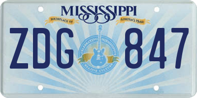 MS license plate ZDG847