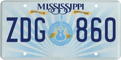 MS license plate ZDG860