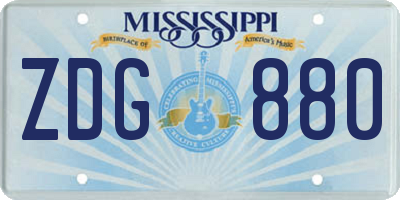 MS license plate ZDG880