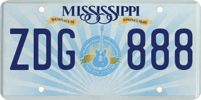 MS license plate ZDG888