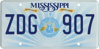 MS license plate ZDG907