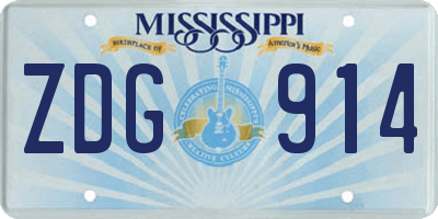 MS license plate ZDG914