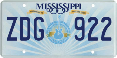 MS license plate ZDG922