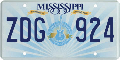 MS license plate ZDG924
