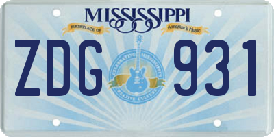 MS license plate ZDG931