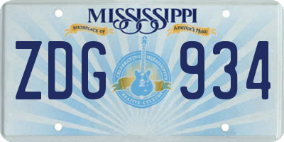 MS license plate ZDG934