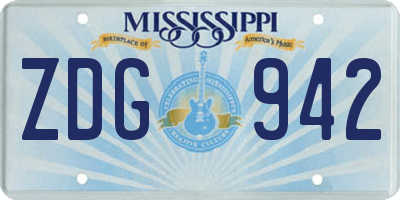 MS license plate ZDG942