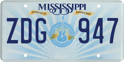 MS license plate ZDG947