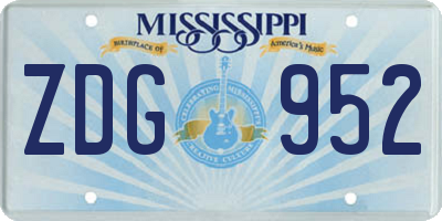 MS license plate ZDG952