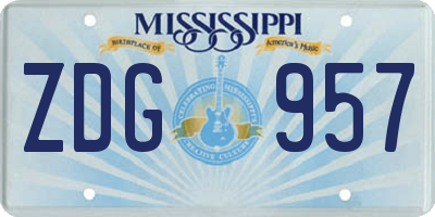 MS license plate ZDG957