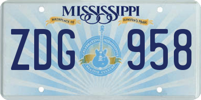 MS license plate ZDG958