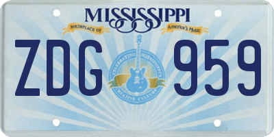 MS license plate ZDG959